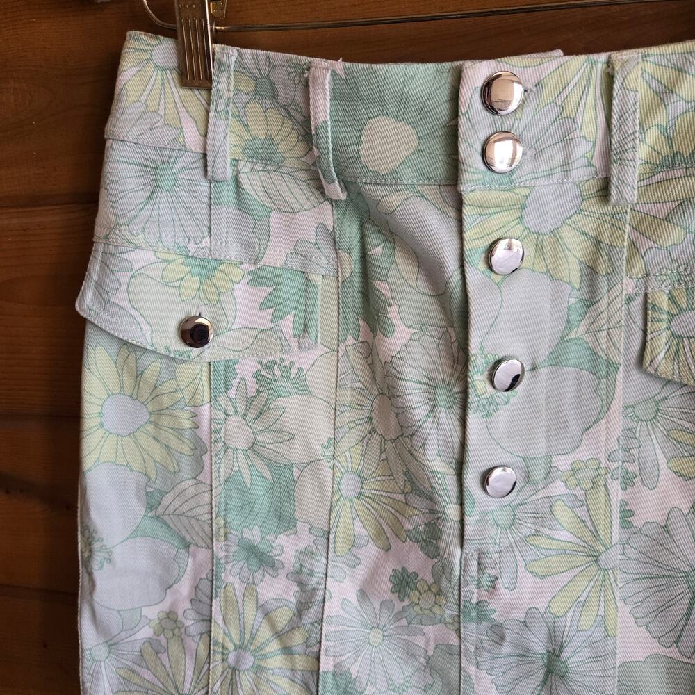 For Love & Lemons Peyton Skirt NWT M Mini Mint Green Floral Boho Pastel Prairie - Picture 5 of 5